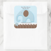 Petit éléphant bleu CARRÉ Favoriser Sticker (Sac)