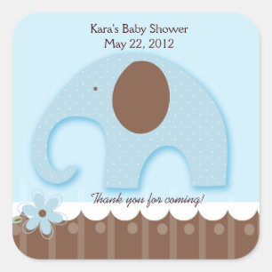 Petit éléphant bleu CARRÉ Favoriser Sticker