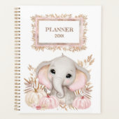 Petit Eléphant Cute Avec Planificateur Citrouille (Devant)