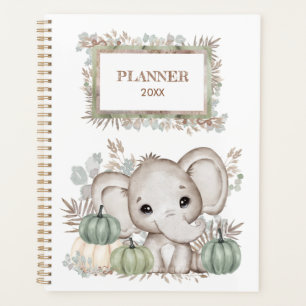 Petit Eléphant Cute Avec Planificateur Citrouille