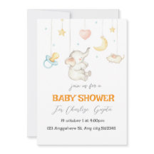 Petit Eléphant doux Invitation Baby shower