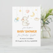 Petit Eléphant doux Invitation Baby shower (Debout devant)