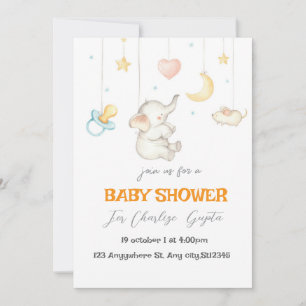 Petit Eléphant doux Invitation Baby shower