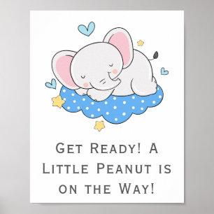 Petit Éléphant Un Petit Baby Shower Affiche de Cac