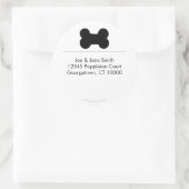 Petit Étiquette de adresse rond d'os noir (Sac)