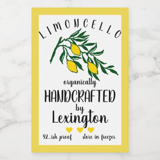 Petit Étiquette de bouteille de Limoncello fait ma (Étiquettes simples)