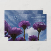 Petit Faire-part de mariage à fleurs mauves Ciel b (Devant / Derrière)