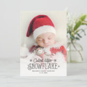 Petit faire-part de naissance photo de flocon de n (Debout devant)
