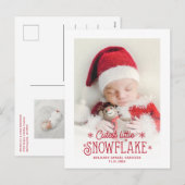Petit faire-part de naissance photo de flocon de n (Devant / Derrière)