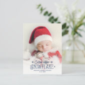 Petit faire-part de naissance photo de flocon de n (Debout devant)