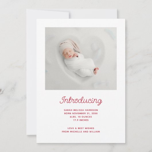 Petit faire-part de naissance photo de flocon de n (Dos)