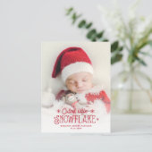 Petit faire-part de naissance photo de flocon de n (Debout devant)