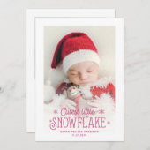 Petit faire-part de naissance photo de flocon de n (Devant / Derrière)