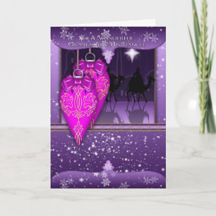 Petit-fils et sa carte de voeux de Noël de fiancée