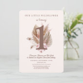Petit Fleur sauvage 1er anniversaire Invitation bo (Debout devant)