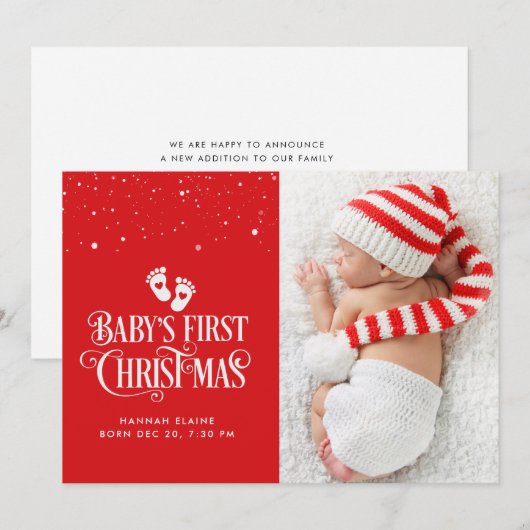 petit flocon de Noël faire-part de naissance (Devant / Derrière)