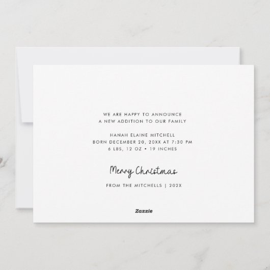 petit flocon de Noël faire-part de naissance (Dos)