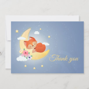 Petit Fox mignon sur la carte de remerciements de