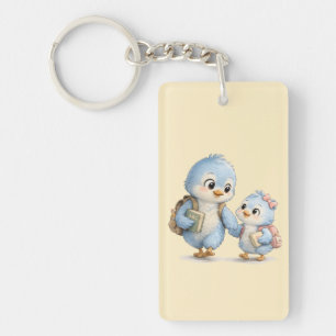Petit frère d'oiseau bleu mignon en porte-clés acr