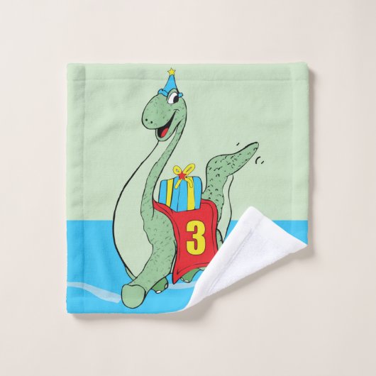 Petit garçon, 3e anniversaire Dinosaur (Gant de toilette)