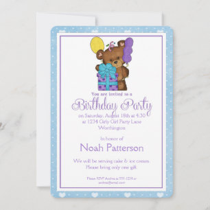 Petit Garçon Anniversaire Fête Invitation Teddy Be