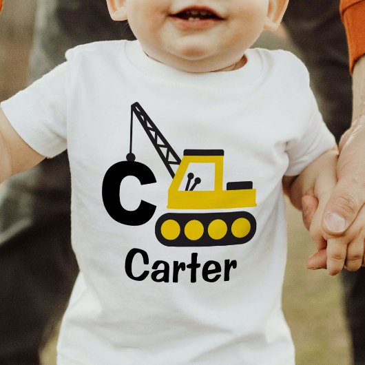 Petit Garçon de la grue de construction T-shirt pe