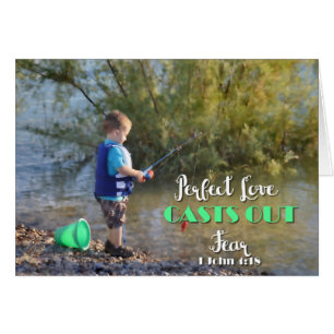 Petit Garçon Pêcheur Repoussant la Peur Carte de V