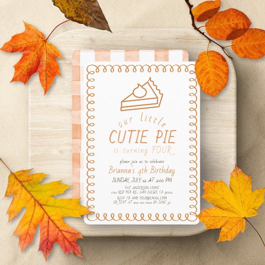 Petit gâteau mignon gribouillé Invitation d'annive