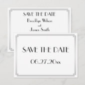 Petit Gatsby Art Déco Argent Mariage Save The Date (Devant / Derrière)
