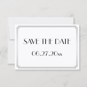 Petit Gatsby Art Déco Argent Mariage Save The Date