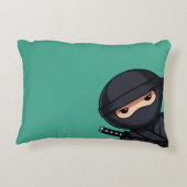 Petit guerrier ninja sur un coussin d'accent vert (Dos)