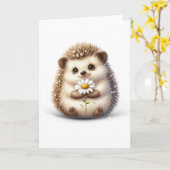 Petit hérisson avec carte de vœux nature à la marg (Fleur jaune)