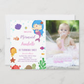 Petit héritier bleu Sirène Invitations avec photo (Devant)