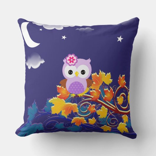 Petit hibou Illustration Coussin décoratif (Recto)