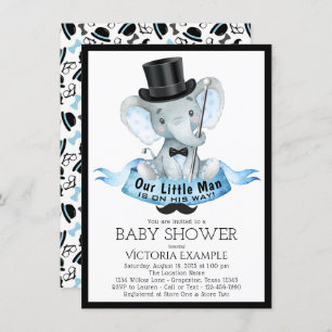 Petit Homme Baby shower Invitation Dapper Elephant