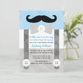 Petit homme baby shower invitation garçon plaid bl (Debout devant)