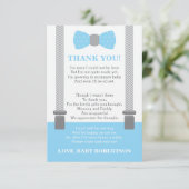 Petit Homme Carte de remerciements, Bleu Bébé, Gri (Debout devant)