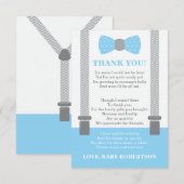 Petit Homme Carte de remerciements, Bleu Bébé, Gri (Devant / Derrière)