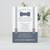 Petit Homme Carte de remerciements, Bleu, Gris (Debout devant)