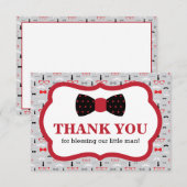 Petit Homme Carte de remerciements, Rouge, Noir, C (Devant / Derrière)