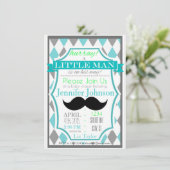 Petit Homme Mustache Baby Shower Invitations (Debout devant)