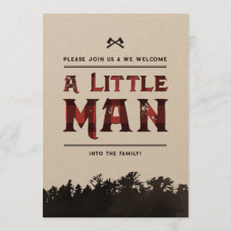 Petit Homme Plaid Couples Bois Douche Invitation