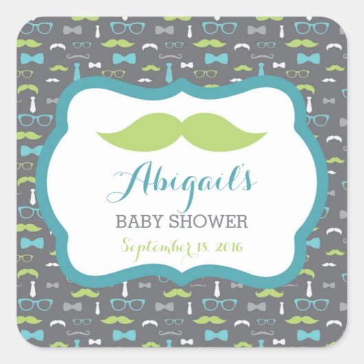 Petit Homme Sticker Baby shower, Turquoise, Vert,  (Devant)