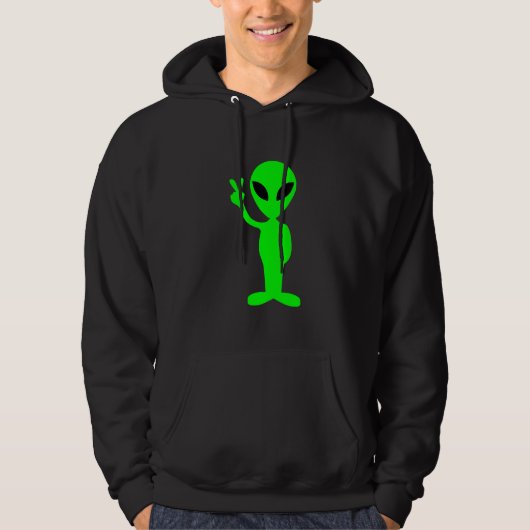 Petit homme vert sur Sweat - shirt à capuche noir (Devant)