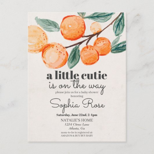 Petit invitation baby shower orange (Devant)