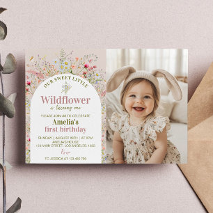 Petit Jardin Fleur sauvage Invitation photo Annive
