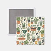 Petit jardin illustré aimant carré (Recto/Verso)