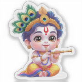 Petit Krishna - Autocollant Dieu hindou (Devant)