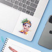 Petit Krishna - Autocollant Dieu hindou (Ordinateur portable avec iPhone)