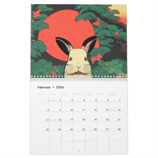 Petit lapin adorable Mini Lop Calendrier Rabbit (Feb 2026)
